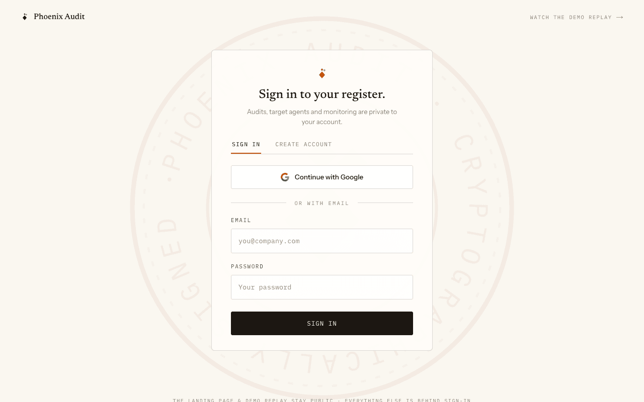 The sign-in surface