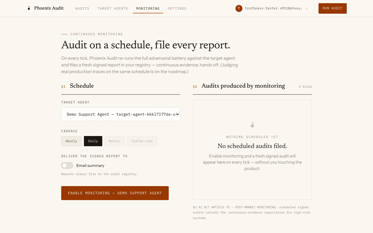 Continuous monitoring schedules